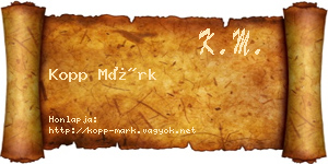 Kopp Márk névjegykártya